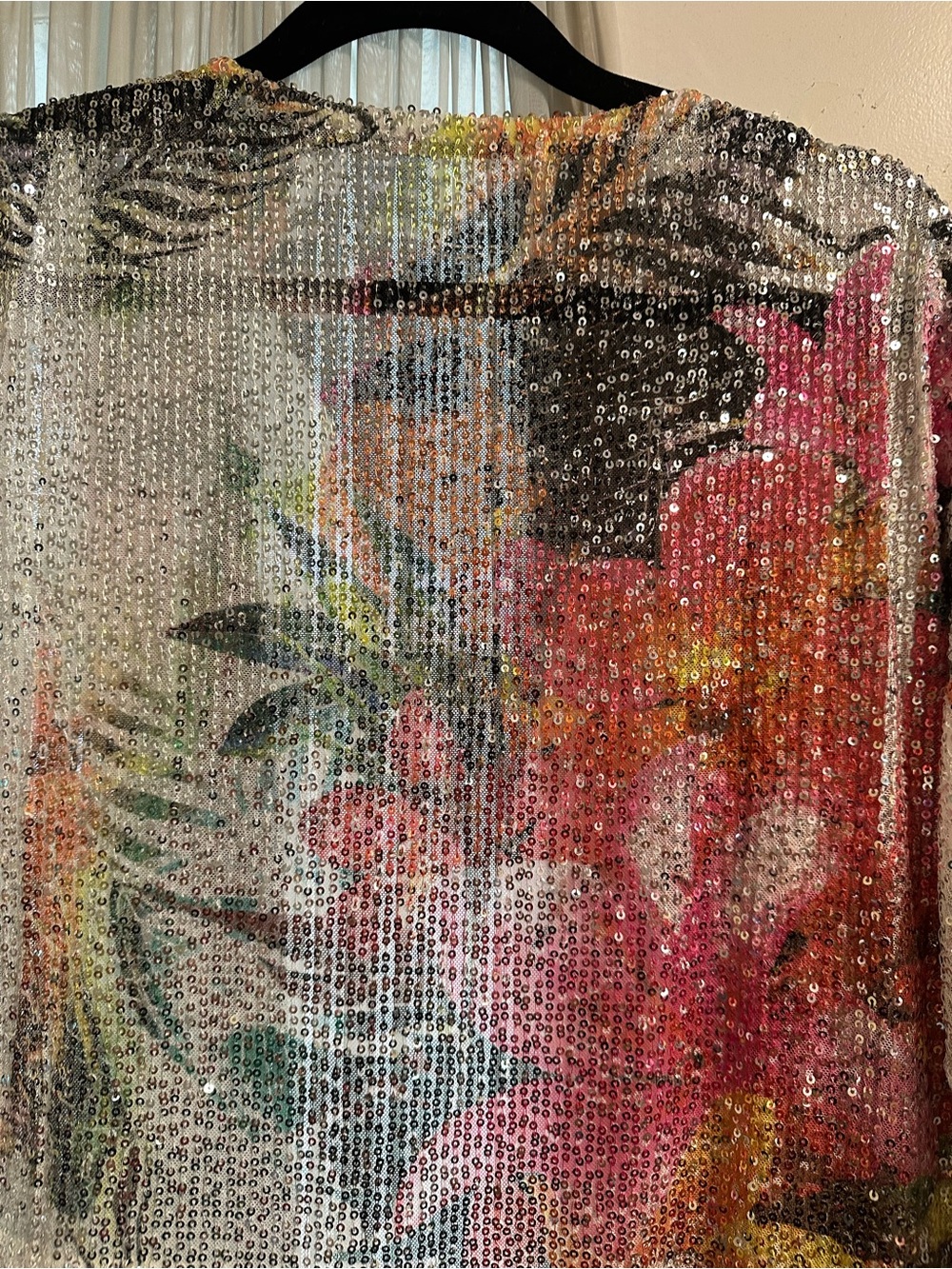 Brand New ORIGAMI Sequin Floral Overlay DUSTER Jacket - Picture 3 of 5